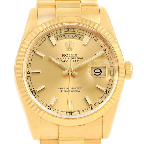 Photo of Rolex President Day-Date Champagne Dial Yellow Gold Mens Watch 118238