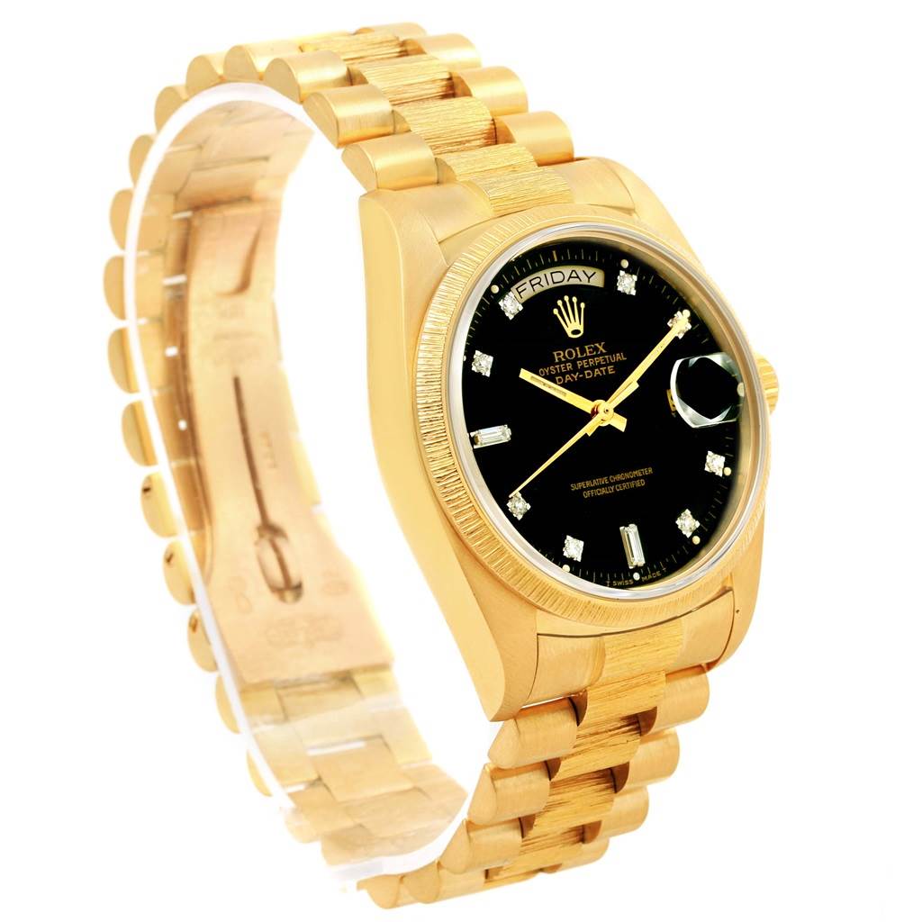 Rolex President Day-Date Yellow Gold Black Diamond Dial Watch 18078 ...