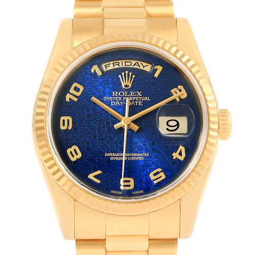 Photo of Rolex President Day-Date Blue Jubilee Dial Yellow Gold Mens Watch 118238