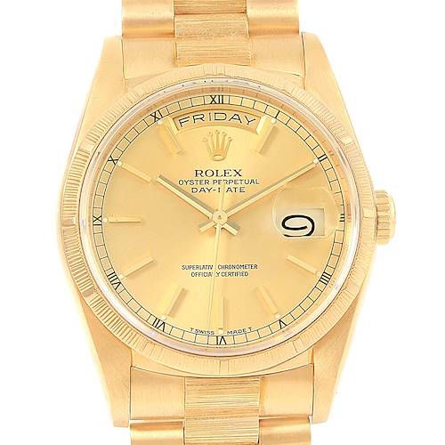 Photo of Rolex Day-Date President 18k Yellow Gold Bark Finish Mens Watch 18248