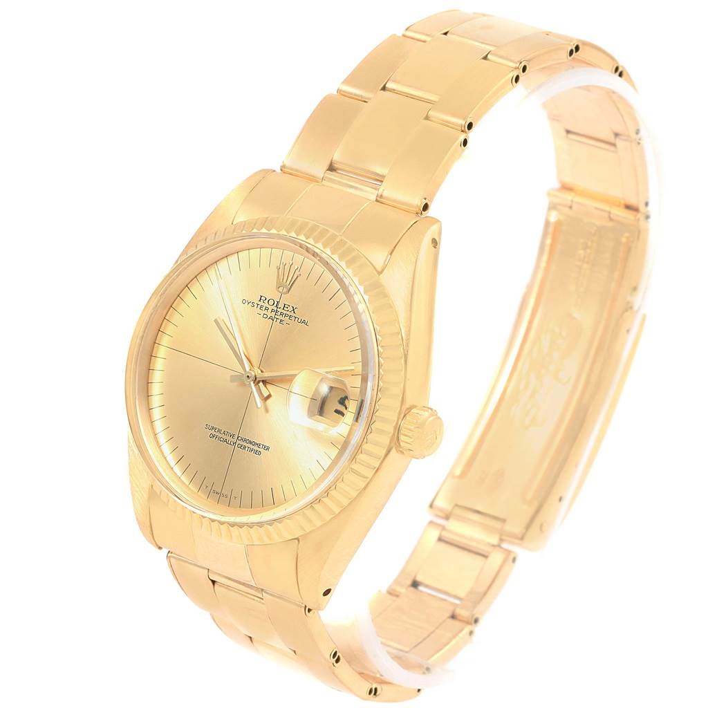 This image shows a Rolex President 1503 Men's Yellow Gold Champagne Dial 1503 Men's Yellow Gold Champagne Dial model watch at a slight angle, highlighting the dial, bezel, crown, and bracelet.