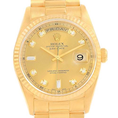 Photo of Rolex President Day-Date Yellow Gold Diamond Dial Mens Watch 118238