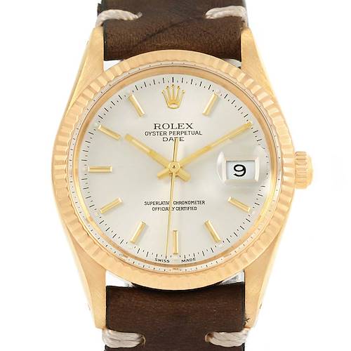 Photo of Rolex Date Mens 14k Yellow Gold Vintage Mens Watch 15037