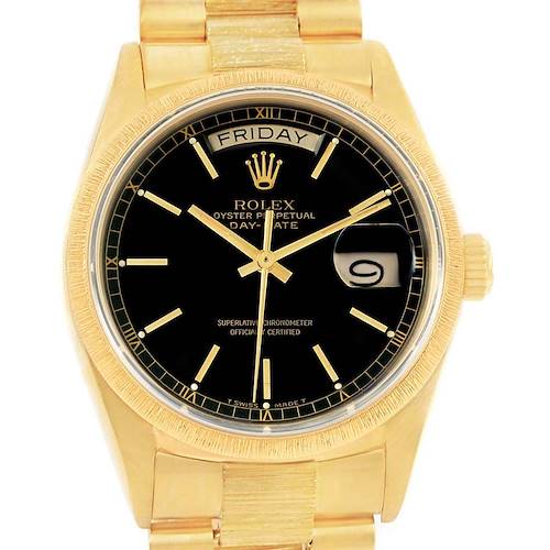 Photo of Rolex President Day-Date 18k Yellow Gold Black Dial Mens Watch 18078
