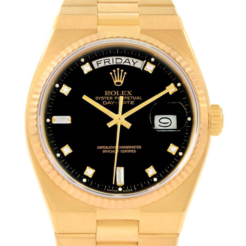 Rolex Oysterquartz President Yellow Gold Diamond Watch 19018 Box Papers SwissWatchExpo