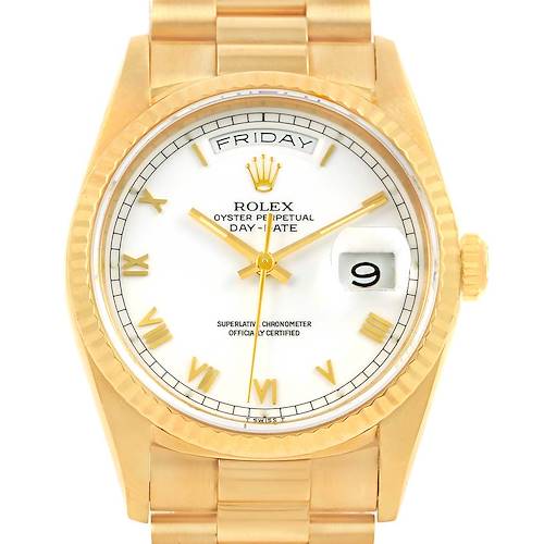 Photo of Rolex President Day-Date Yellow Gold White Dial Mens Watch 18238