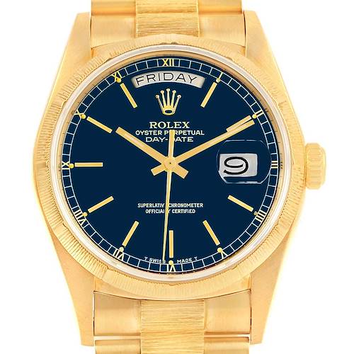 Photo of Rolex President Day-Date 18k Yellow Gold Blue Dial Mens Watch 18078