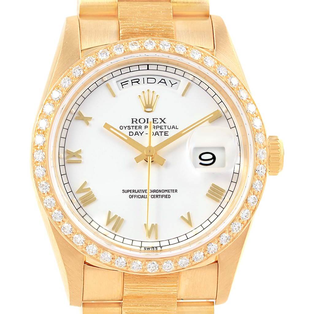 Rolex Day Date President Yellow Gold Diamond Mens Watch 18248 Box