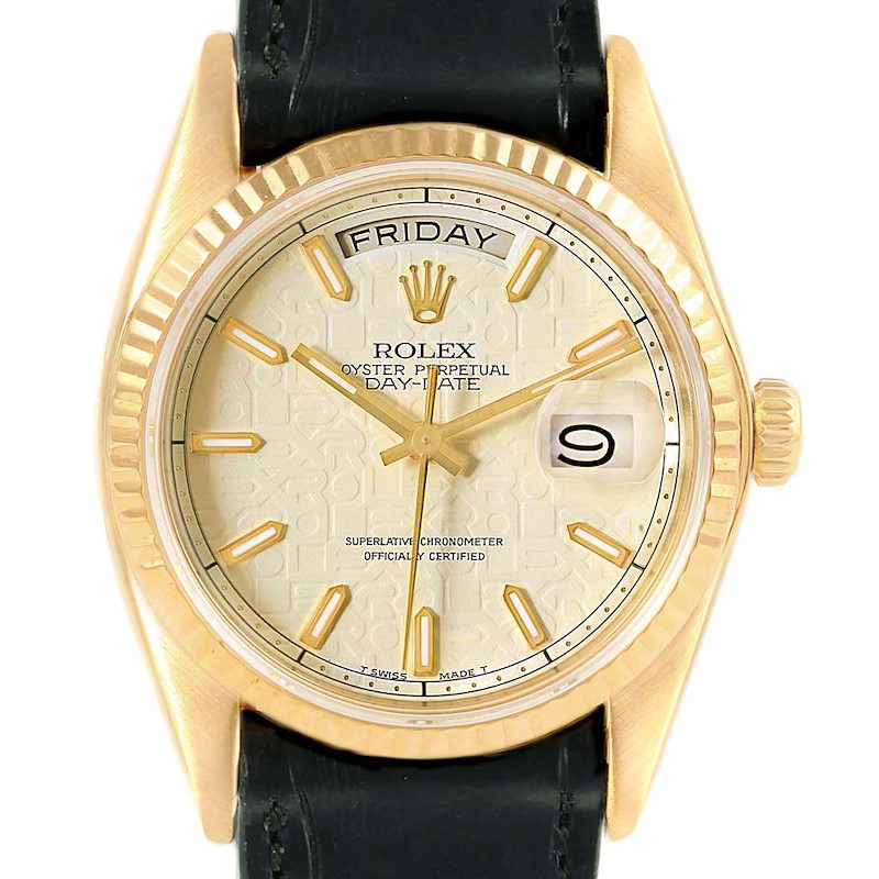 Rolex President Day-Date Yellow Gold Anniversary Dial Mens Watch 18038 SwissWatchExpo