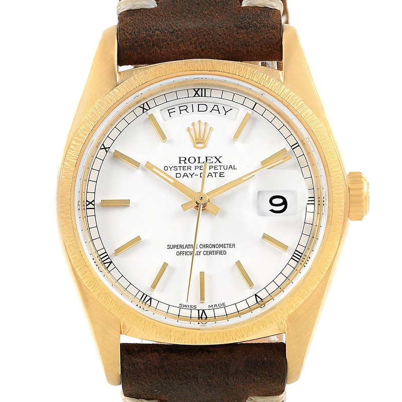 Rolex President Day-Date 36 Yellow Gold White Dial Mens Watch 18078 SwissWatchExpo