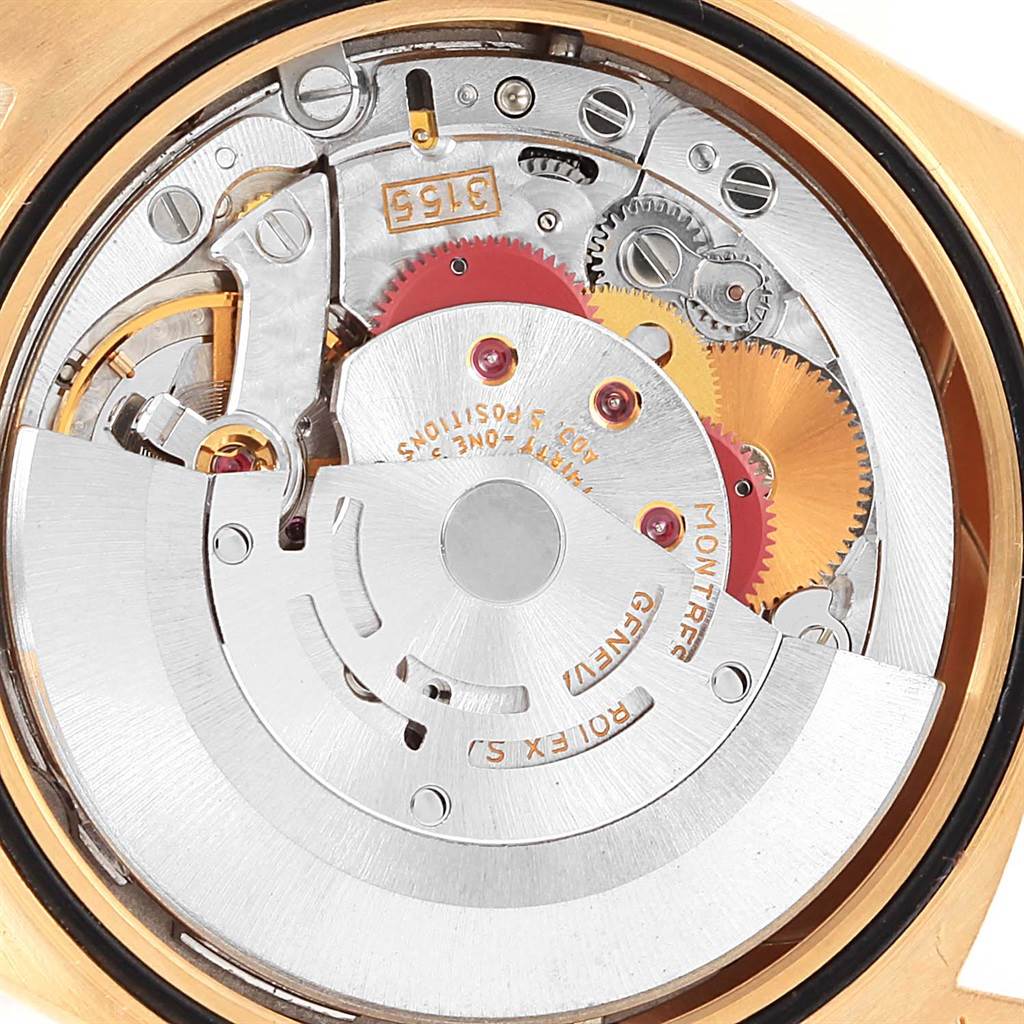 This image shows the internal movement mechanism of the Rolex President 18248 Men's Yellow Gold Champagne Dial 18248 Men's Yellow Gold Champagne Dial model watch.