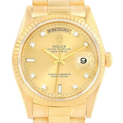 Photo of Rolex President Day-Date 18K Yellow Gold Diamond Dial Mens Watch 18238
