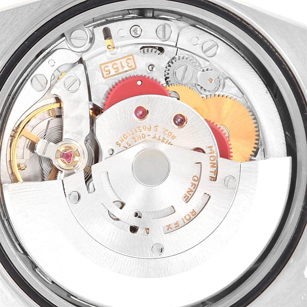 This image shows a close-up view of the movement and internal mechanisms of a Rolex President 18239 Men's White Gold Silver Dial 18239 Men's White Gold Silver Dial model watch.