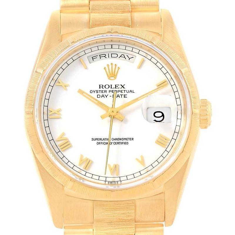 Rolex Day-Date President Yellow Gold White Dial Mens Watch 18248 SwissWatchExpo