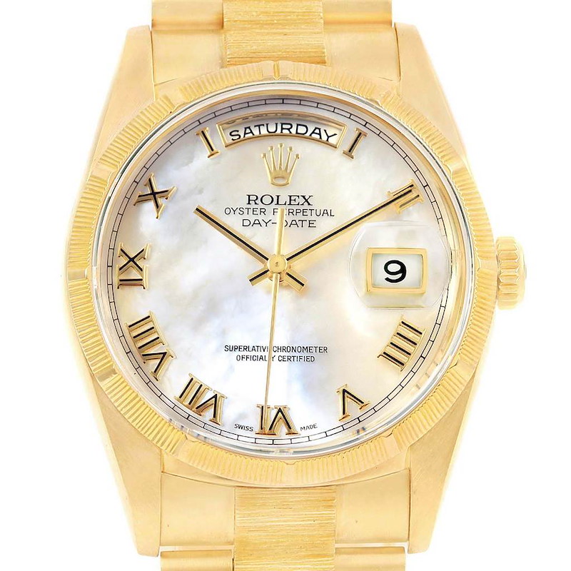 Rolex Day-Date President Yellow Gold MOP Dial Watch 18248 Box Papers SwissWatchExpo