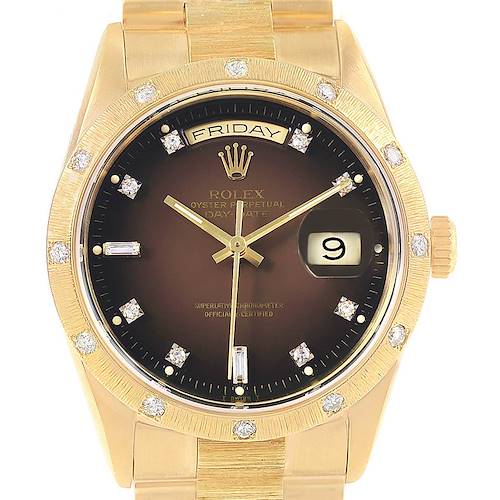 Photo of Rolex President Day-Date Yellow Gold Vignette Diamond Dial Mens Watch 18248