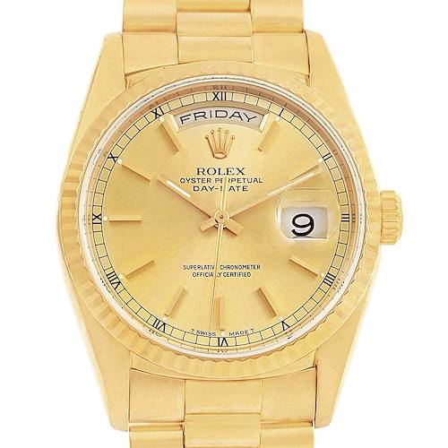 Photo of Rolex President Day-Date Yellow Gold Mens Watch 18238 Box Papers