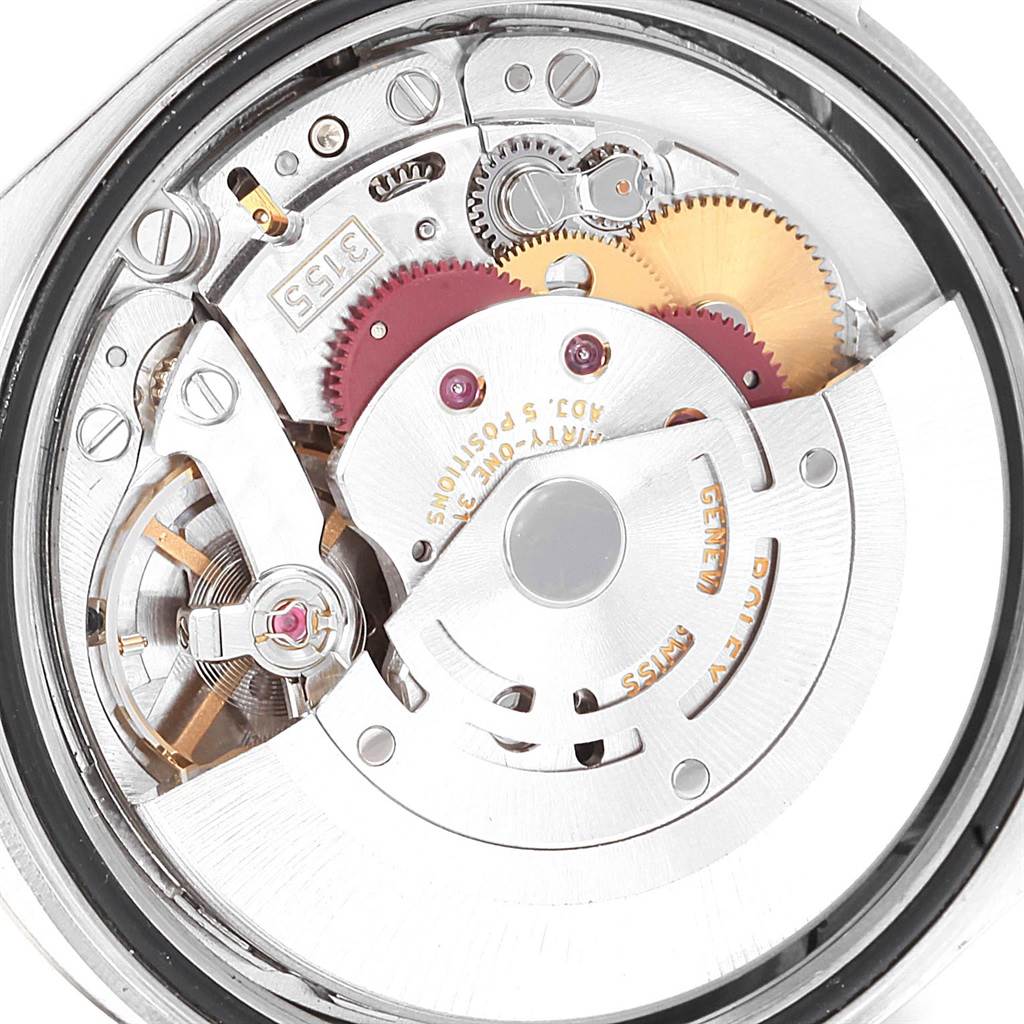 The image shows the internal mechanical movement of a Rolex President 118239 Men's White Gold Black Dial 118239 Men's White Gold Black Dial model watch at a close-up angle.