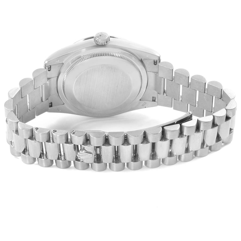 The image shows the back case and bracelet of a Rolex President 118239 Men's White Gold Grey Dial 118239 Men's White Gold Grey Dial model watch, taken from the rear angle.