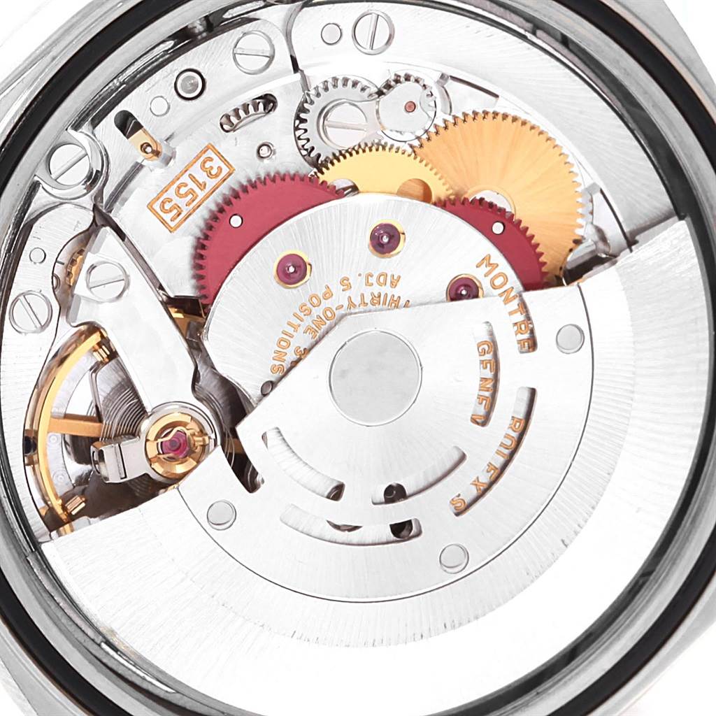 The image shows the inner mechanical movement of a Rolex President 18239 Men's White Gold Silver Dial 18239 Men's White Gold Silver Dial model watch, viewed from the back.
