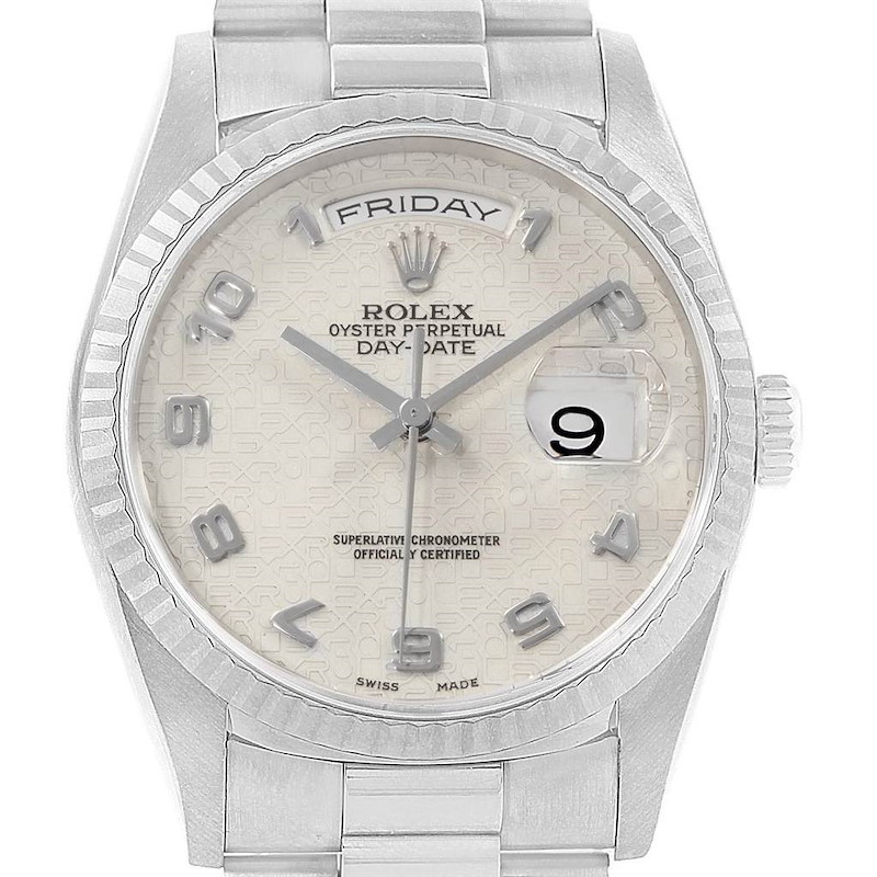 Rolex President Day-Date White Gold Silver Dial Mens Watch 18239 SwissWatchExpo