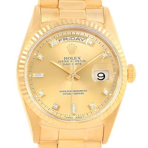 Photo of Rolex President Day-Date 36 Yellow Gold Diamonds Mens Watch 18238