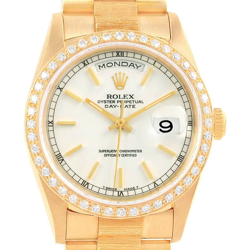Rolex Day-Date President Yellow Gold Diamond Mens Watch 18248 Box Papers SwissWatchExpo