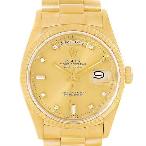 Photo of Rolex President Day Date 18k Yellow Gold Diamond Watch 18038