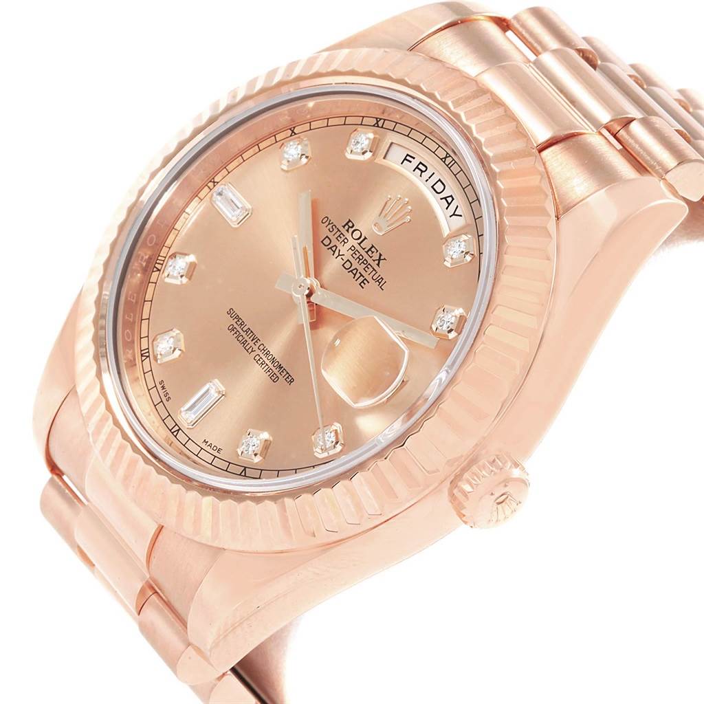 Rolex DayDate II 41 President EveRose Gold Diamond Mens Watch 218235 SwissWatchExpo