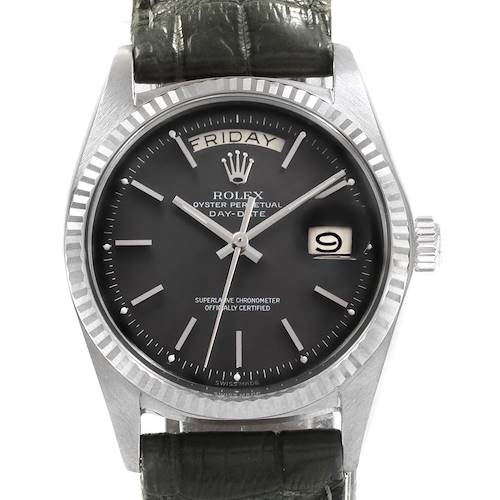 Photo of Rolex President Day-Date White Gold Matte Black Dial Mens Watch 1803
