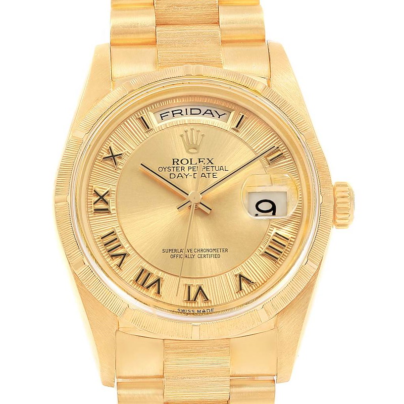Rolex Day-Date President 36 Yellow Gold Roman Dial Mens Watch 18248 SwissWatchExpo