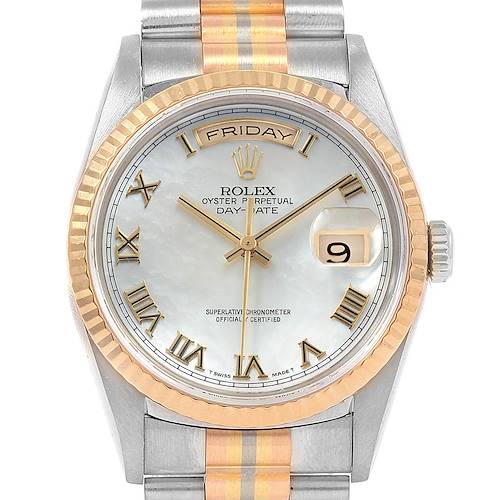 Photo of Rolex President Day-Date Tridor White Yellow Rose Gold Mens Watch 18239