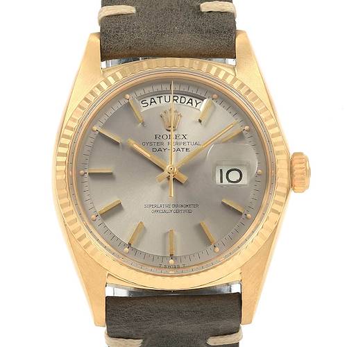 Photo of Rolex President Day-Date Yellow Gold Grey Strap Mens Watch 1803