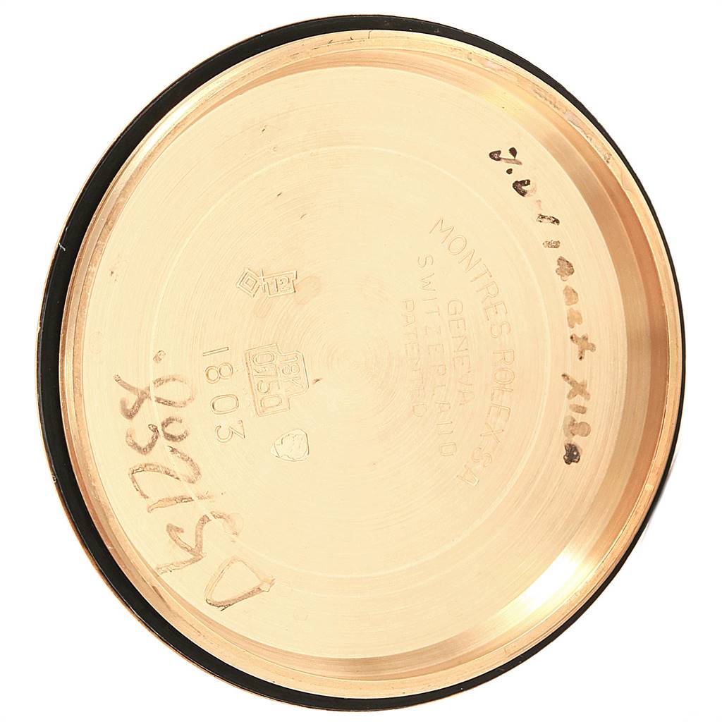 This image shows the inside case back of a Rolex President 1807 Men
s Yellow Gold Champagne Dial 1807 Men
s Yellow Gold Champagne Dial model watch.