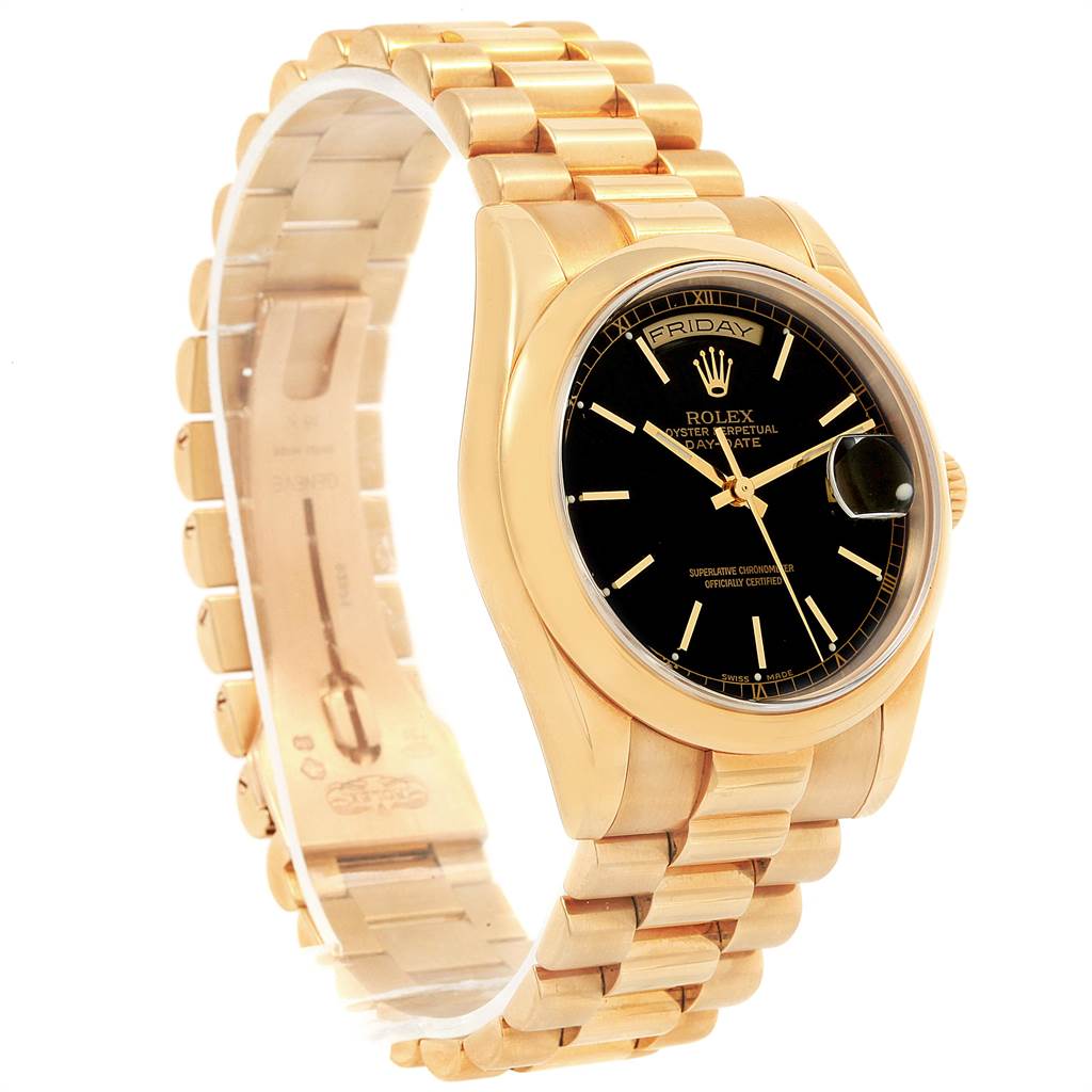 Rolex President Day Date Yellow Gold Black Dial Watch 118208 Box Papers ...