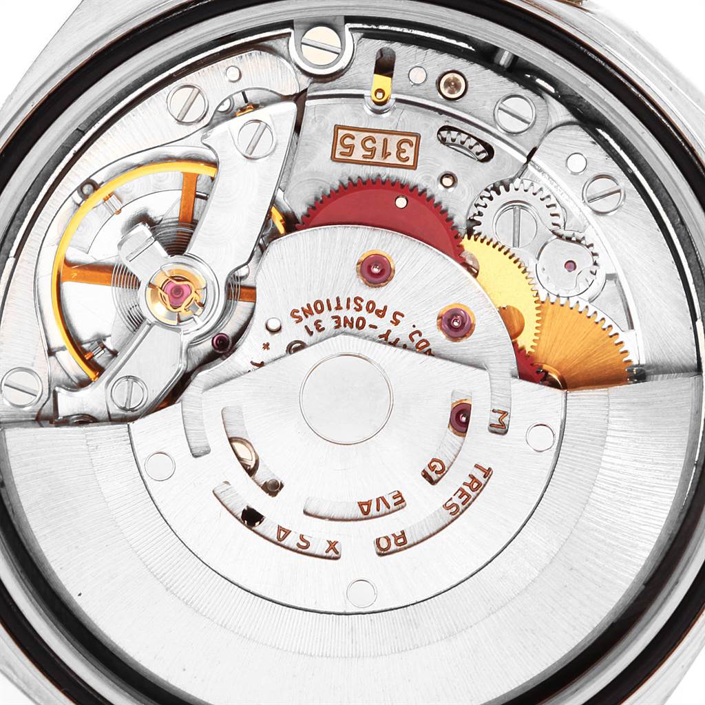 This image shows the inner mechanical movement of a Rolex President 18239 Men's White Gold Silver Dial 18239 Men's White Gold Silver Dial model watch from a close-up angle.