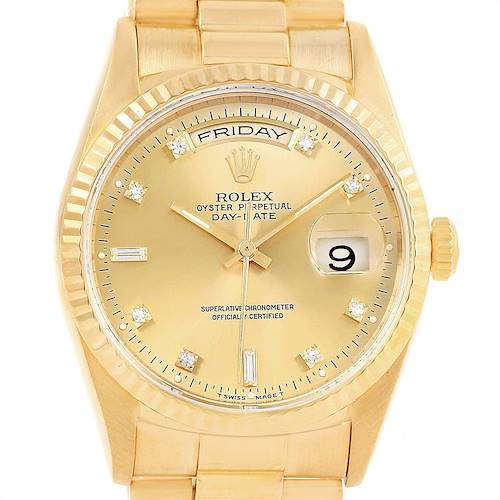 Photo of Rolex President Day-Date 36 Yellow Gold Diamond Dial Mens Watch 18238