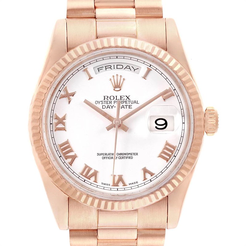 Rolex President Day Date 36 Rose Gold Mens Watch 118235 Box Papers SwissWatchExpo