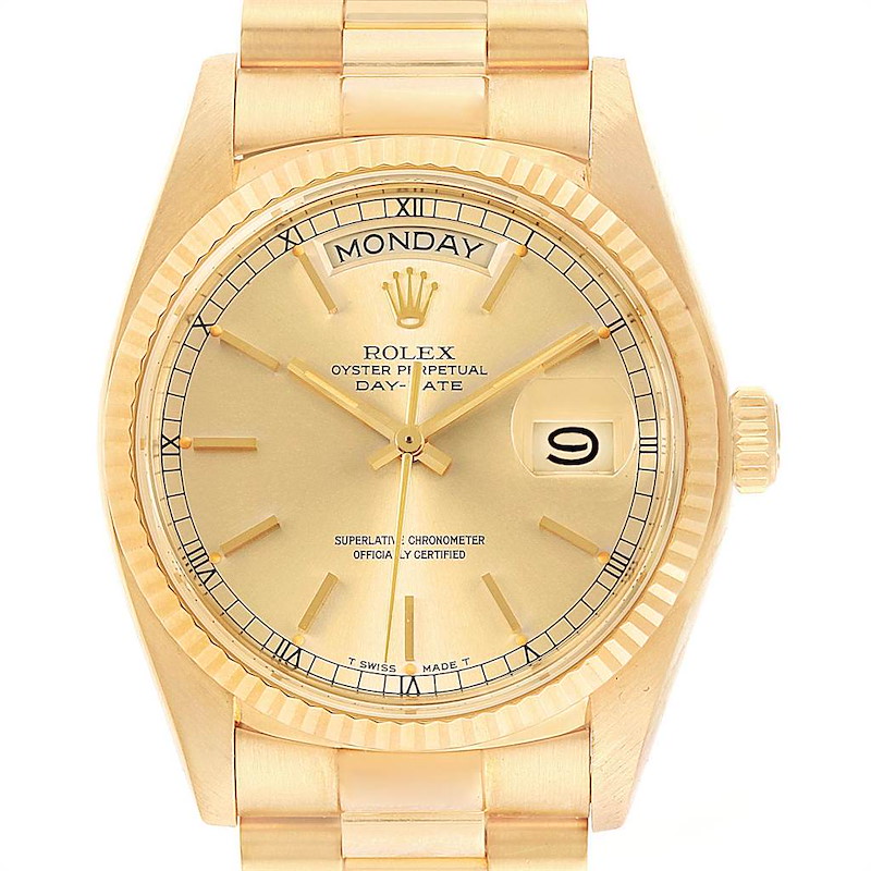 Rolex President Day-Date Mens 18k Yellow Gold Mens Watch 18038 SwissWatchExpo