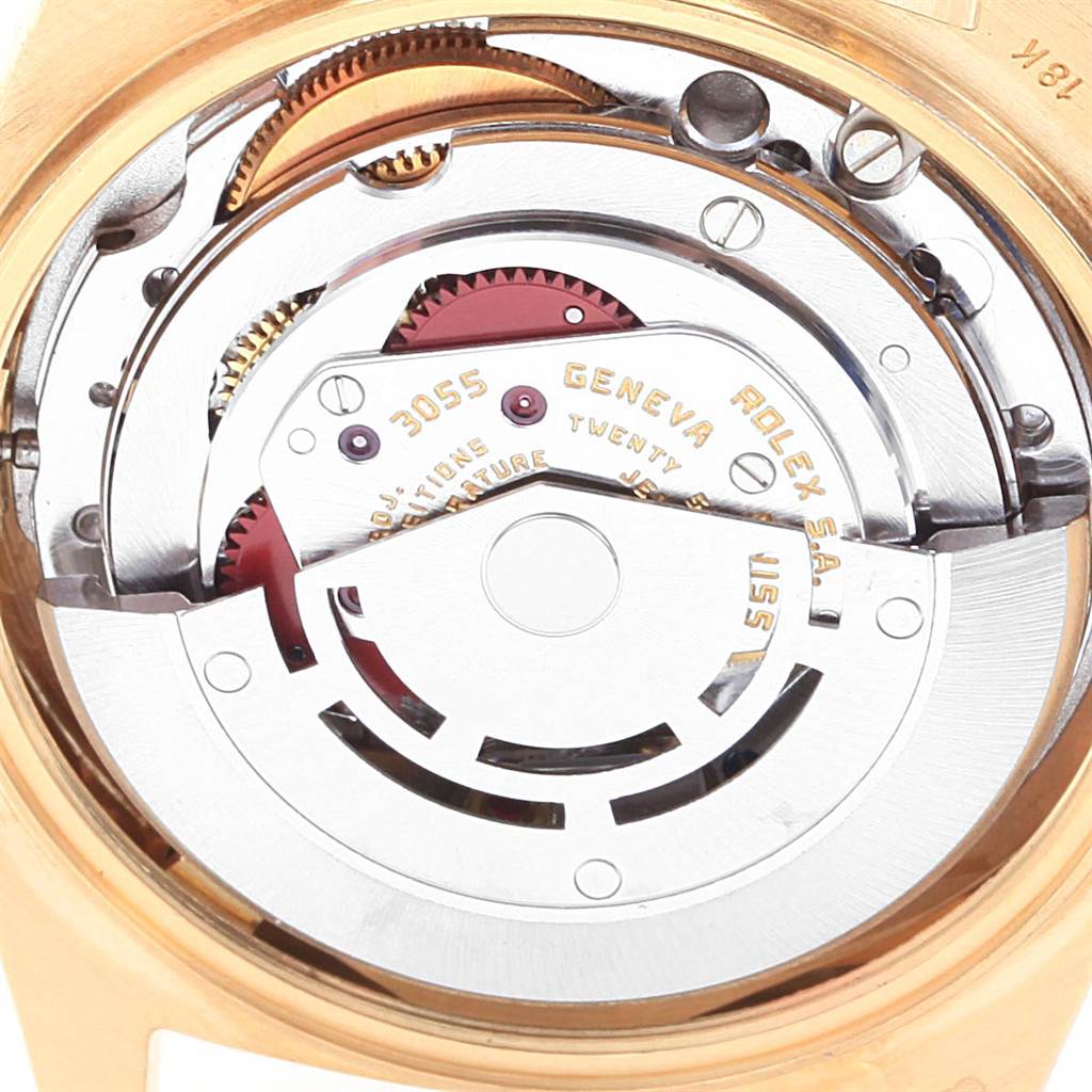 This image shows the internal movement components of a Rolex President 18078 Men's Yellow Gold Champagne Dial 18078 Men's Yellow Gold Champagne Dial model watch from the rear angle.