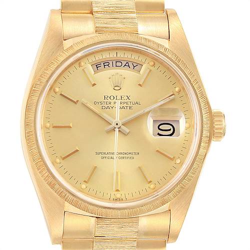 Photo of Rolex President Day-Date 36 Yellow Gold Bark Finish Mens Watch 18078