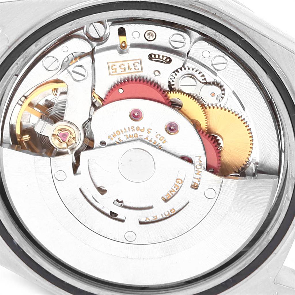 This image shows the internal mechanism and components of a Rolex President 18239 Men's White Gold Silver Dial 18239 Men's White Gold Silver Dial model watch, viewed from the back.