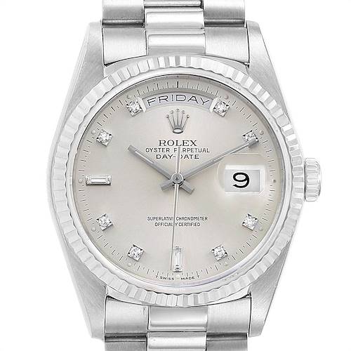 Photo of Rolex President Day-Date White Gold Diamond Mens Watch 18239 Box Papers