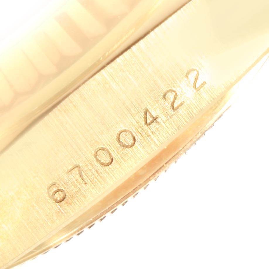 This image shows the serial number engraved on the side of a Rolex President 18038 Men
s Stainless Steel White Dial 18038 Men
s Stainless Steel White Dial model watch.