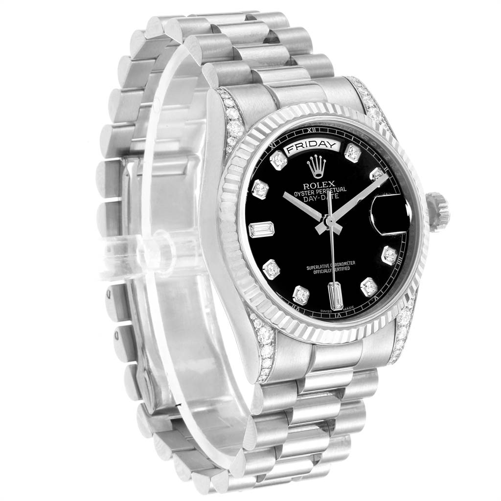 rolex president 18k white gold diamond mens watch