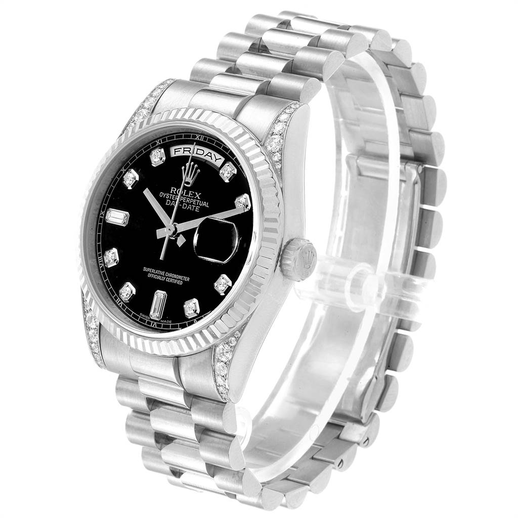 rolex president 18k white gold diamond mens watch