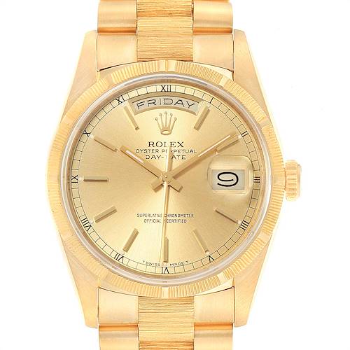 Photo of Rolex Day-Date President 36mm Yellow Gold Bark Finish Mens Watch 18248