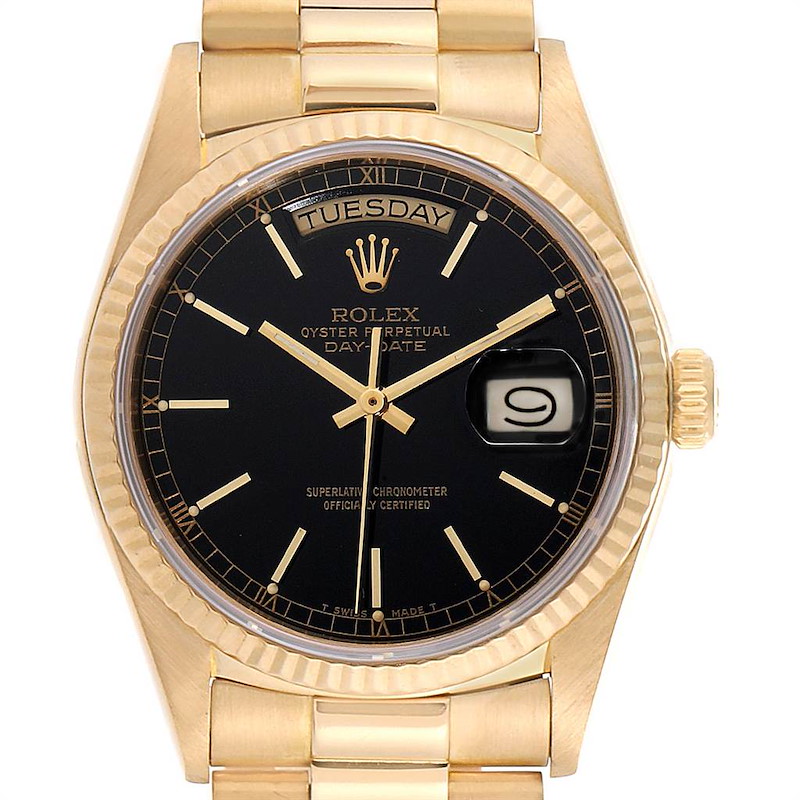 Rolex President Day-Date Yellow Gold Mens Watch 18038 Box Papers SwissWatchExpo