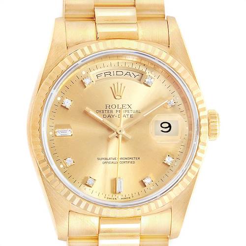 Photo of Rolex President Day-Date 36 Yellow Gold Diamonds Mens Watch 18238