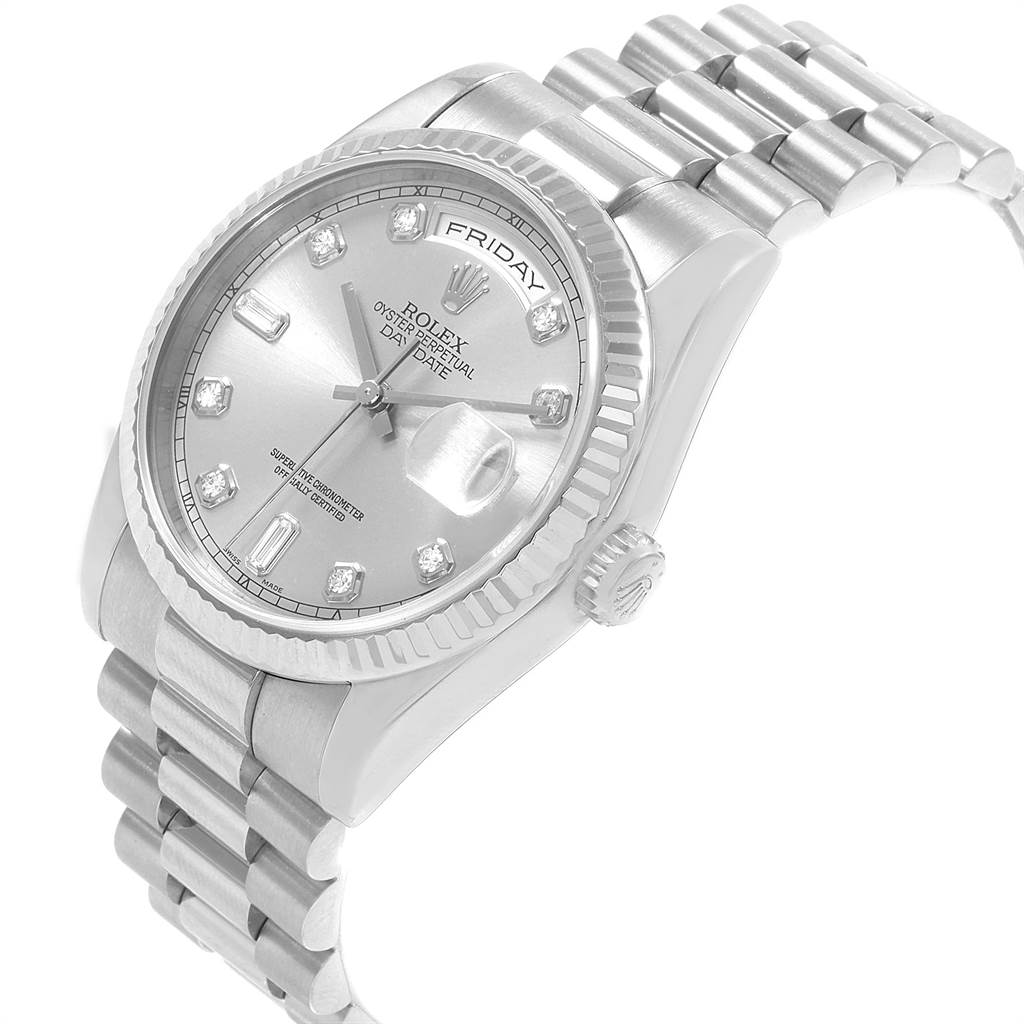 rolex president 18k white gold diamond mens watch